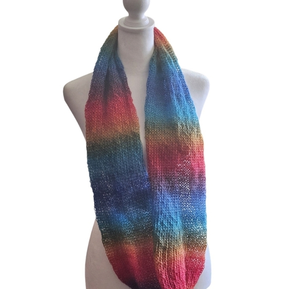 Hand knit Rainbow Crochet Magic Ball Wrap Handmade Multiway Scarf Hat Shaw Vest - Picture 6 of 17